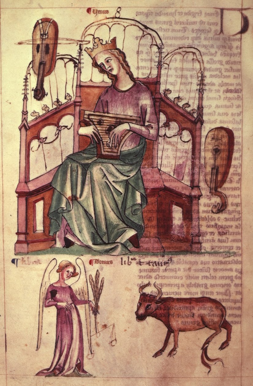 Sloane 3983 fol.42v Venus spiller et psalter fra 