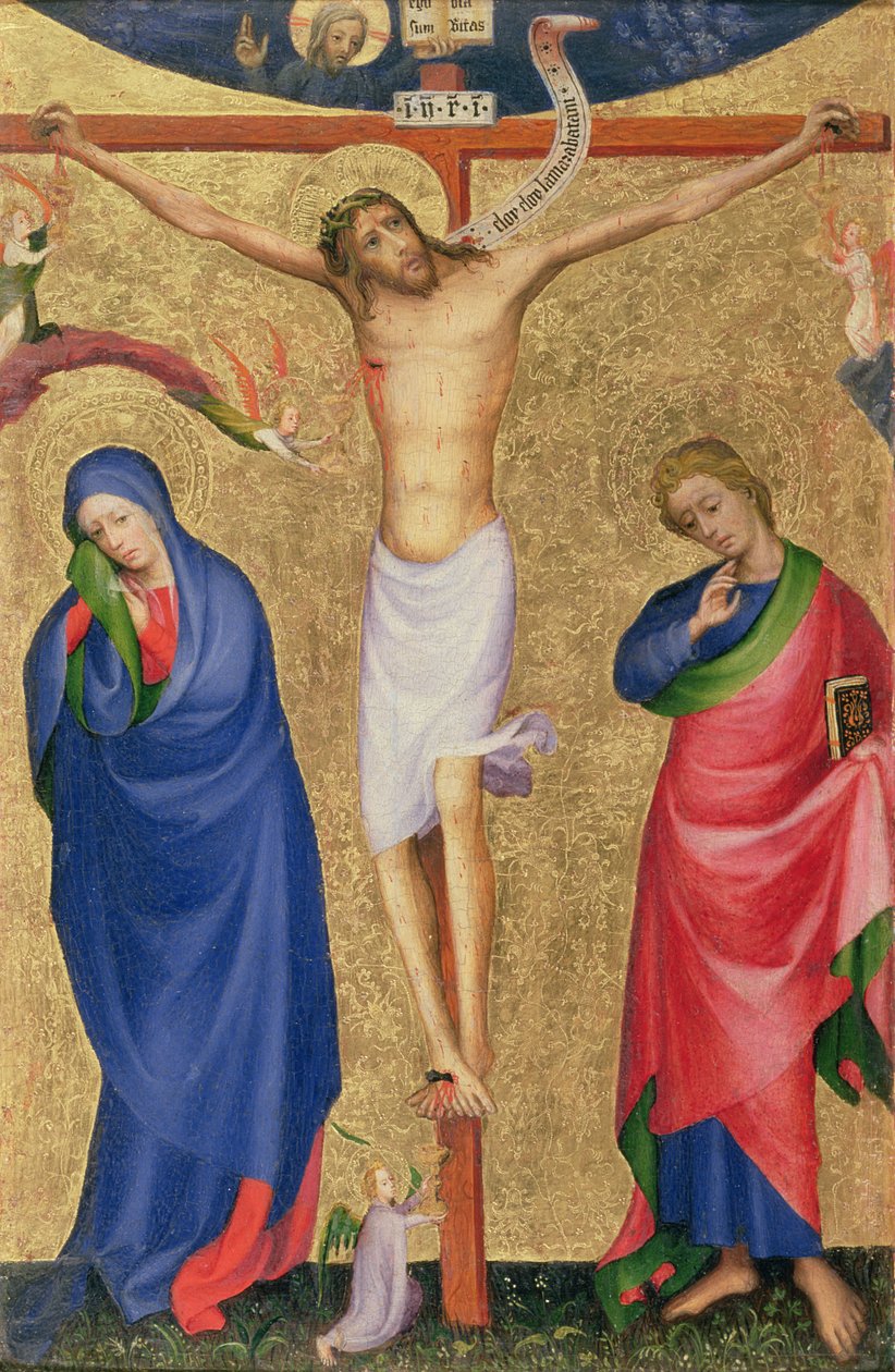 Korsfæstelsen, fra en foldealtertavle, ca. 1400 (tempera & bladguld på panel) af Netherlandish School