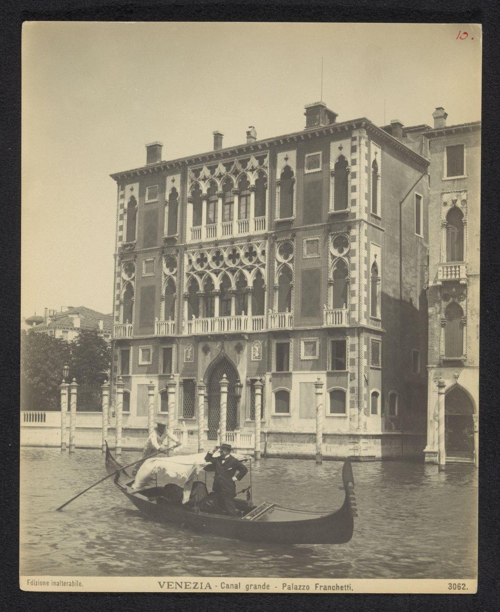 Eksteriør af Palazzo Cavalli-Franchetti i Venedig Venedig - Canal Grande - Palazzo Franchetti (titel på objekt) af Neue Photographische Gesellschaft