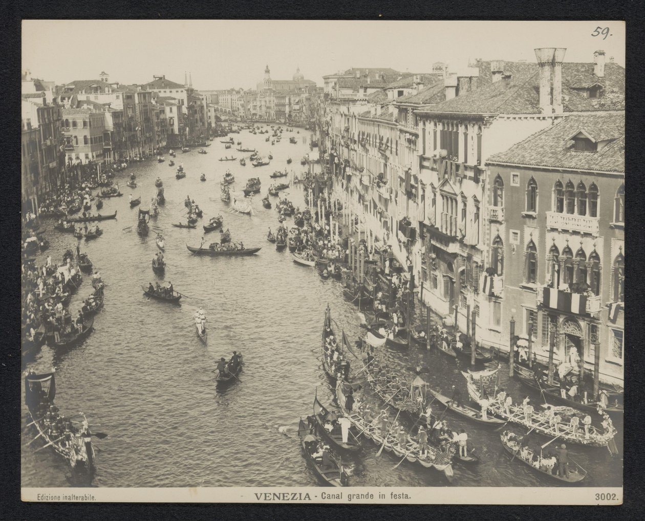 Gondoler på Canal Grande i Venedig Venedig. Canal Grande i Festa (titel på objekt) af Neue Photographische Gesellschaft