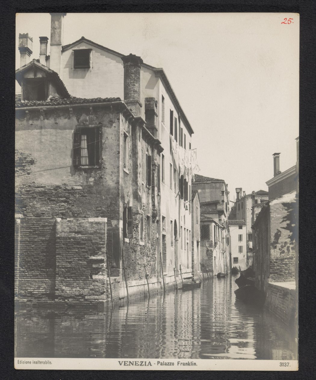 Kanal i Venedig Venedig - Palazzo Franklin (titel på objekt) af Neue Photographische Gesellschaft