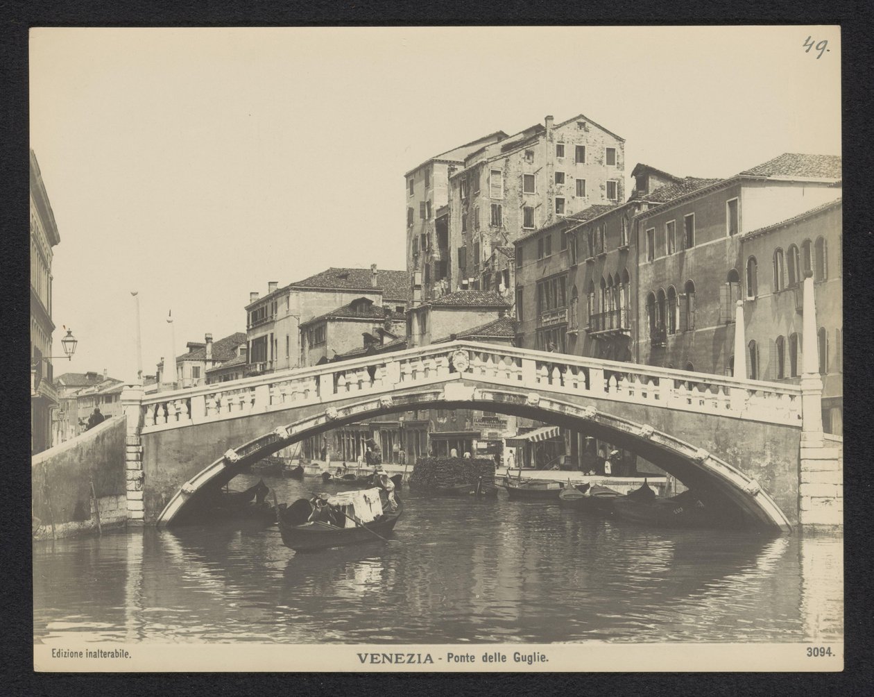 Spirernes bro te Venetië Venedig - Ponte delle Guglie (titel på objektet) af Neue Photographische Gesellschaft