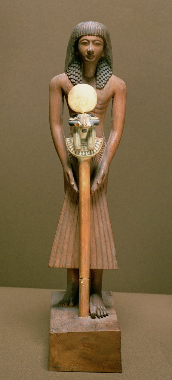Standardudfører med vædderhovedet standard (cariobtræ) af New Kingdom Egyptian