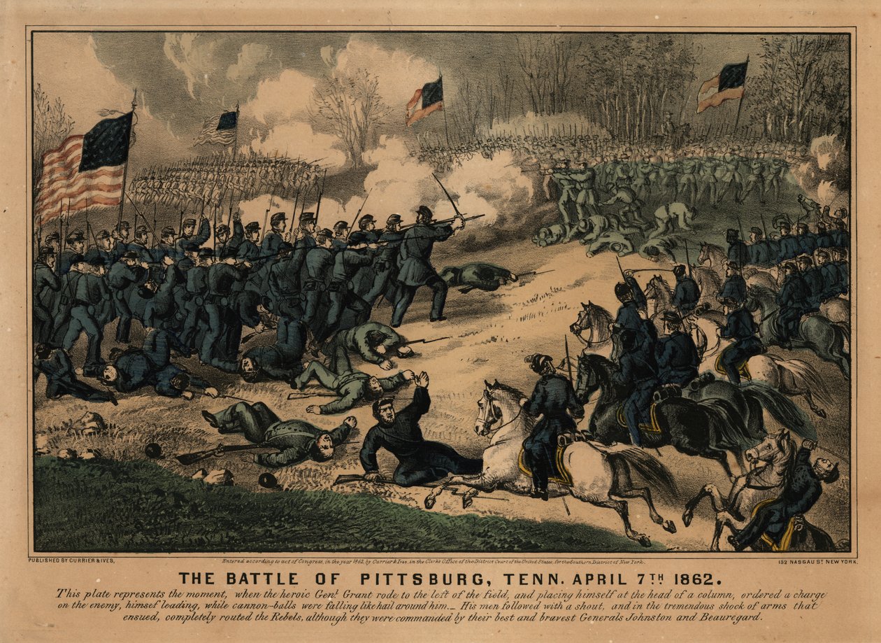 Slaget ved Pittsburg, Tenn., 7. april 1862 af New York Currier and Ives