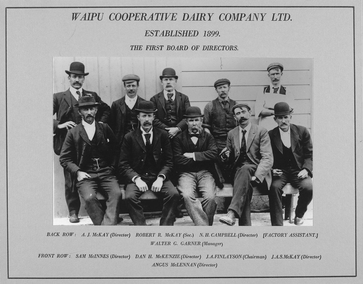 Den første bestyrelse i Waipu Cooperative Dairy Company, 1899 af New Zealander Photographer