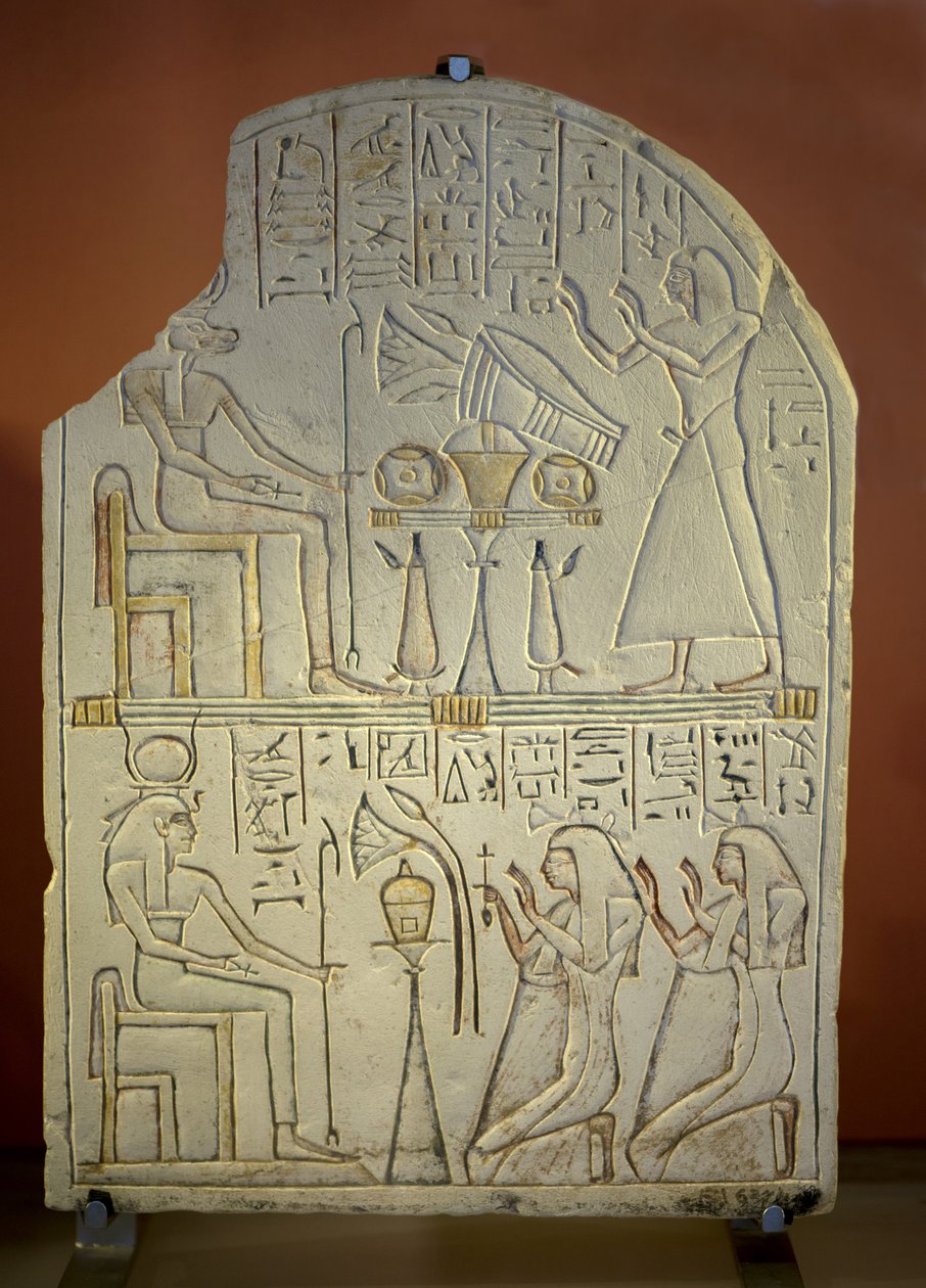 Art Egypt Stele de Penboui a Toueris og Isis Hathor (malet kalksten, nyt imperium af New Kingdom Egyptian