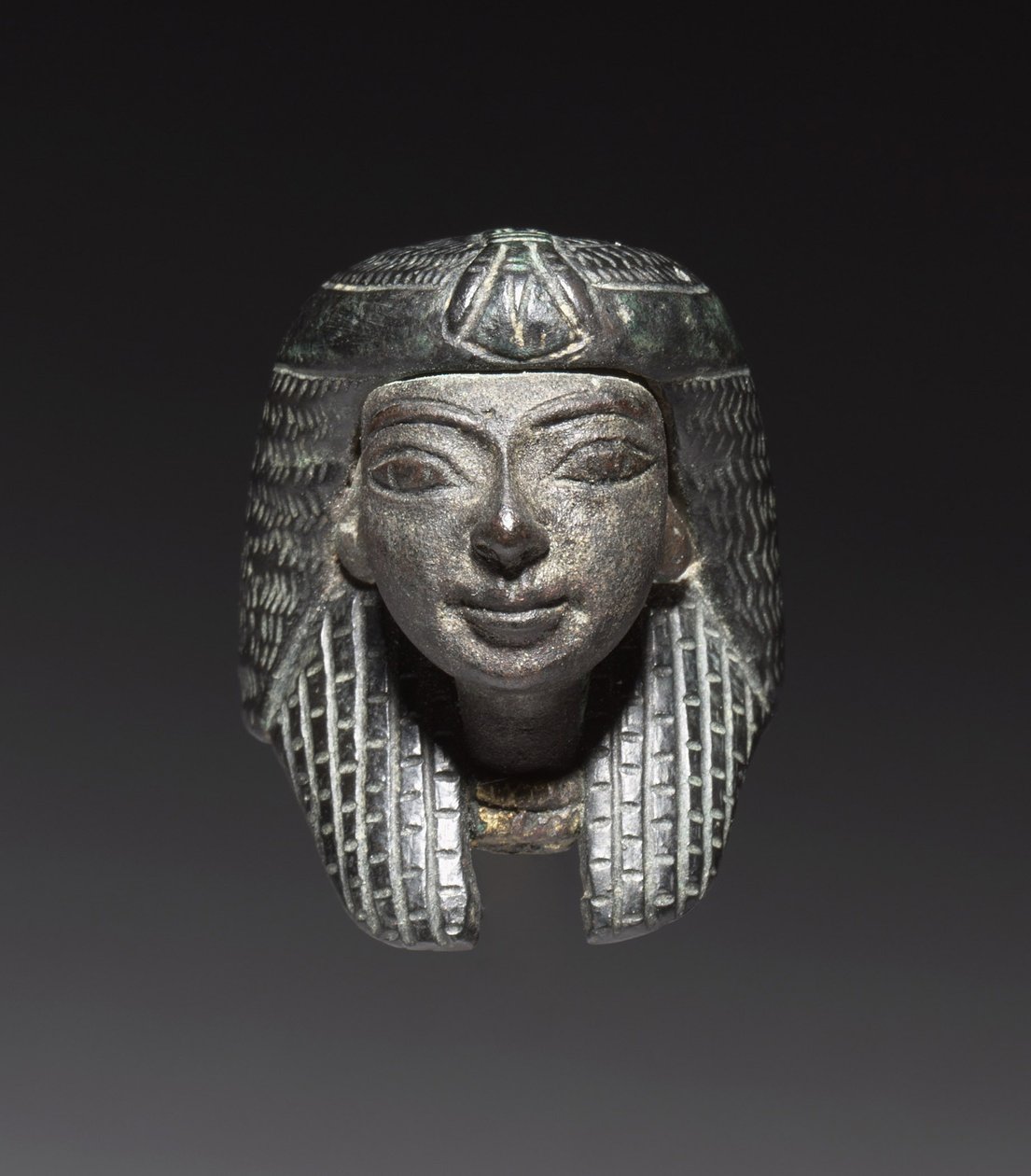 Bronzebjerg fra et "Shawabty-bundt": Hoved, sent 18. til 19. dynasti, ca. 1336-1256 f.Kr. af New Kingdom Egyptian