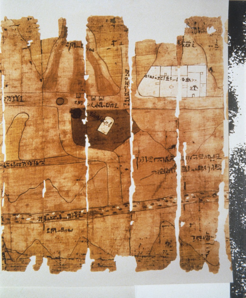 Fragmenter af Turinkortet af New Kingdom Egyptian