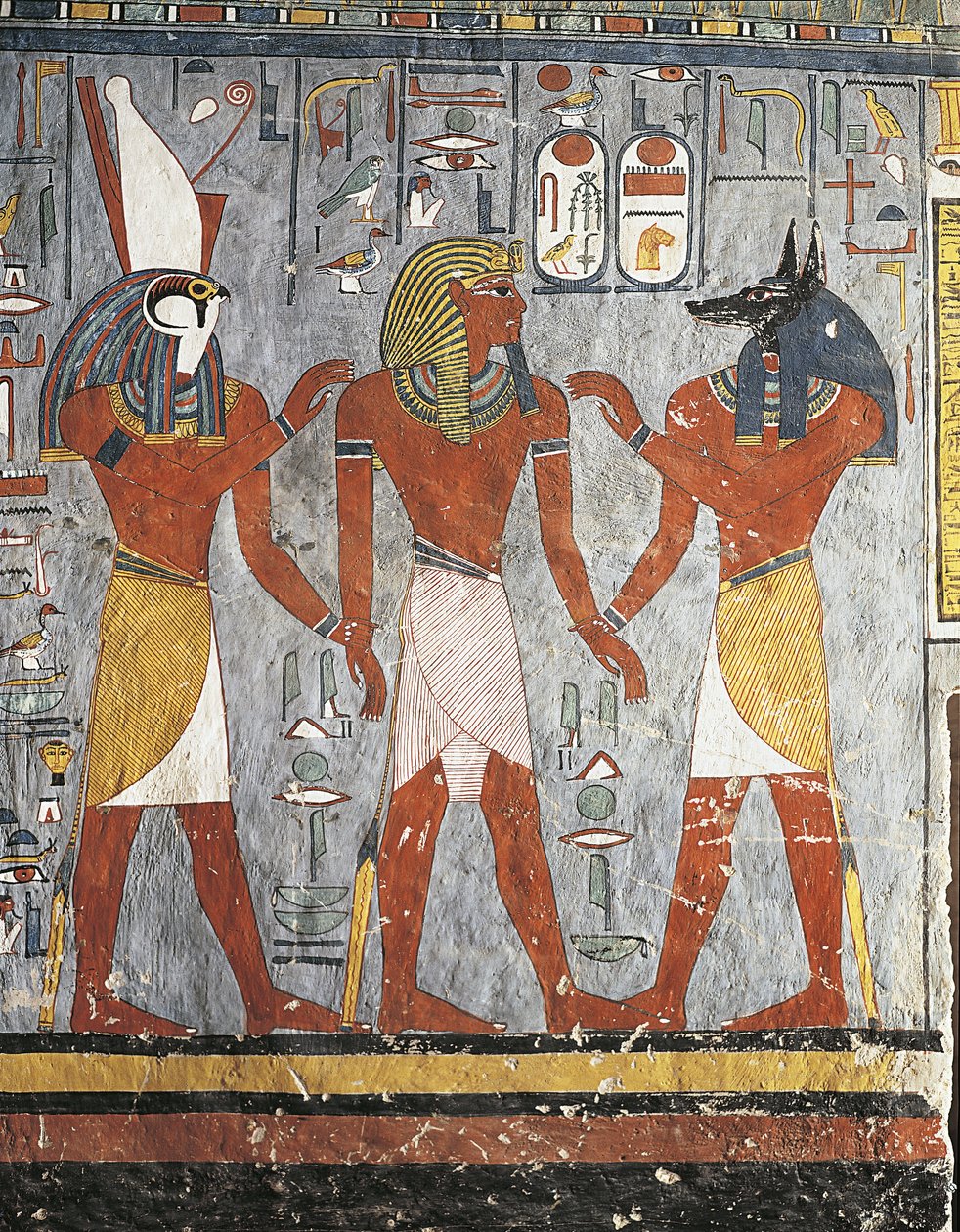 Farao mellem guderne Harsiesis og Anubis af New Kingdom Egyptian