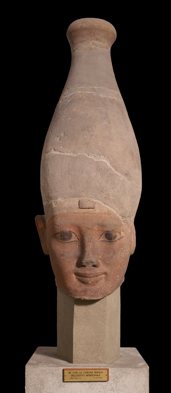 Faraos hoved bærer den hvide krone af Øvre Egypten, ca. 1400 f.Kr. (lertøj) af New Kingdom Egyptian