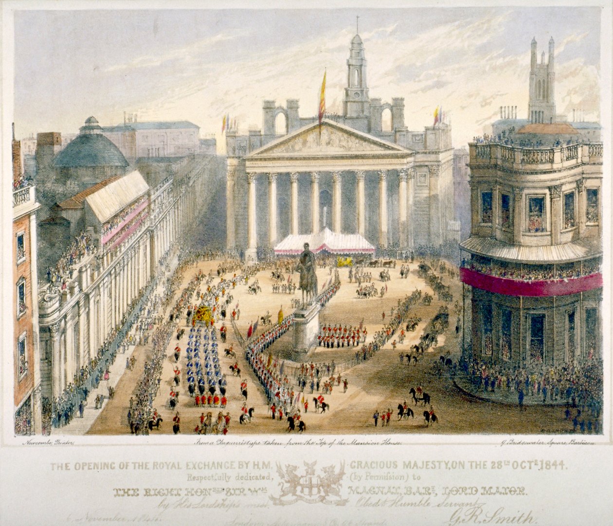 Åbning af Royal Exchange, City of London, 1844. af Newcombe