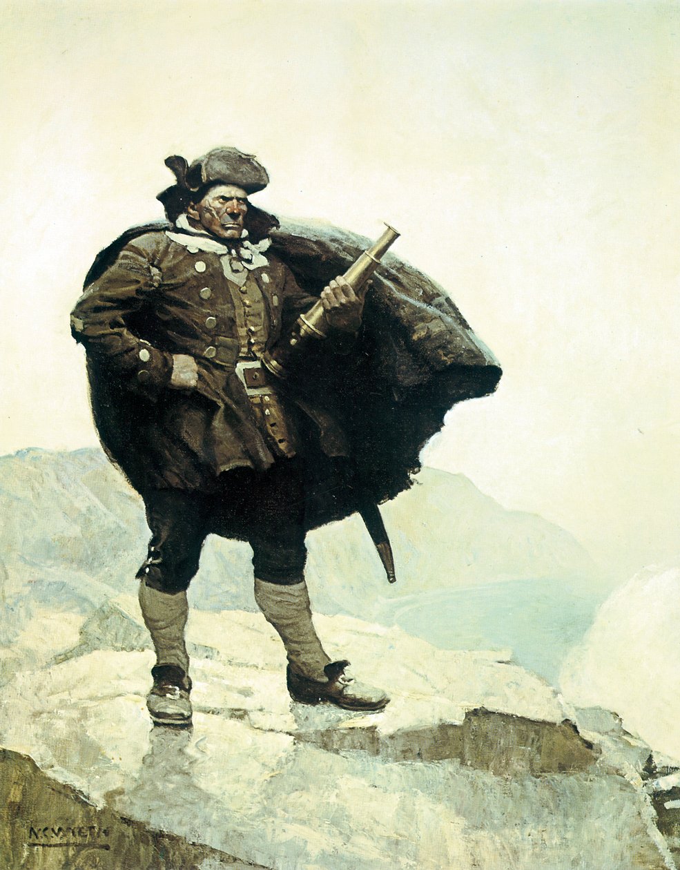 Billy Bones, illustration fra romanen Treasure Island, af Robert Louis Stevenson, 1883 af Newell Convers Wyeth