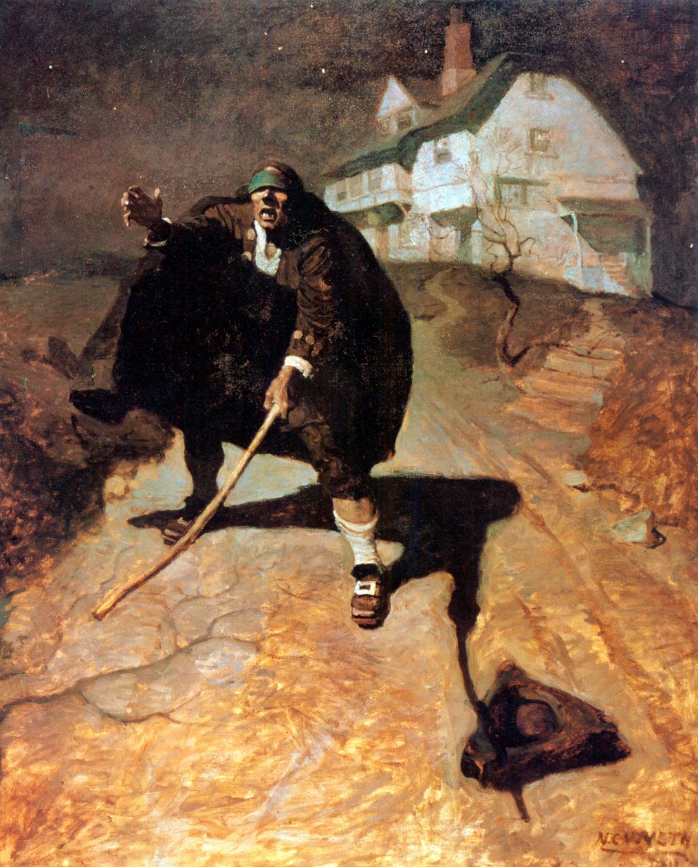 Blind Pew, illustration fra Treasure Island, 1911 af Newell Convers Wyeth