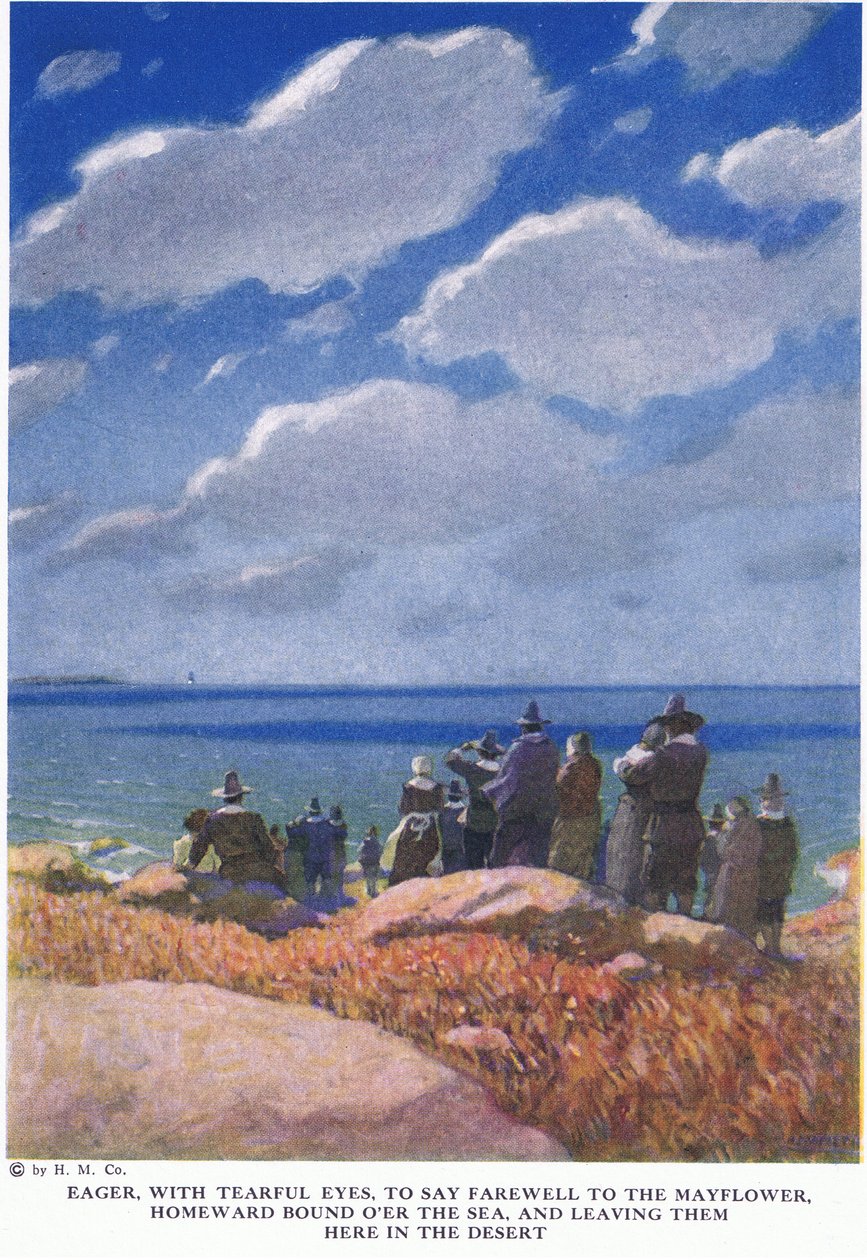Ivrig efter, med tårefulde øjne, at sige farvel til majblomsten af Newell Convers Wyeth