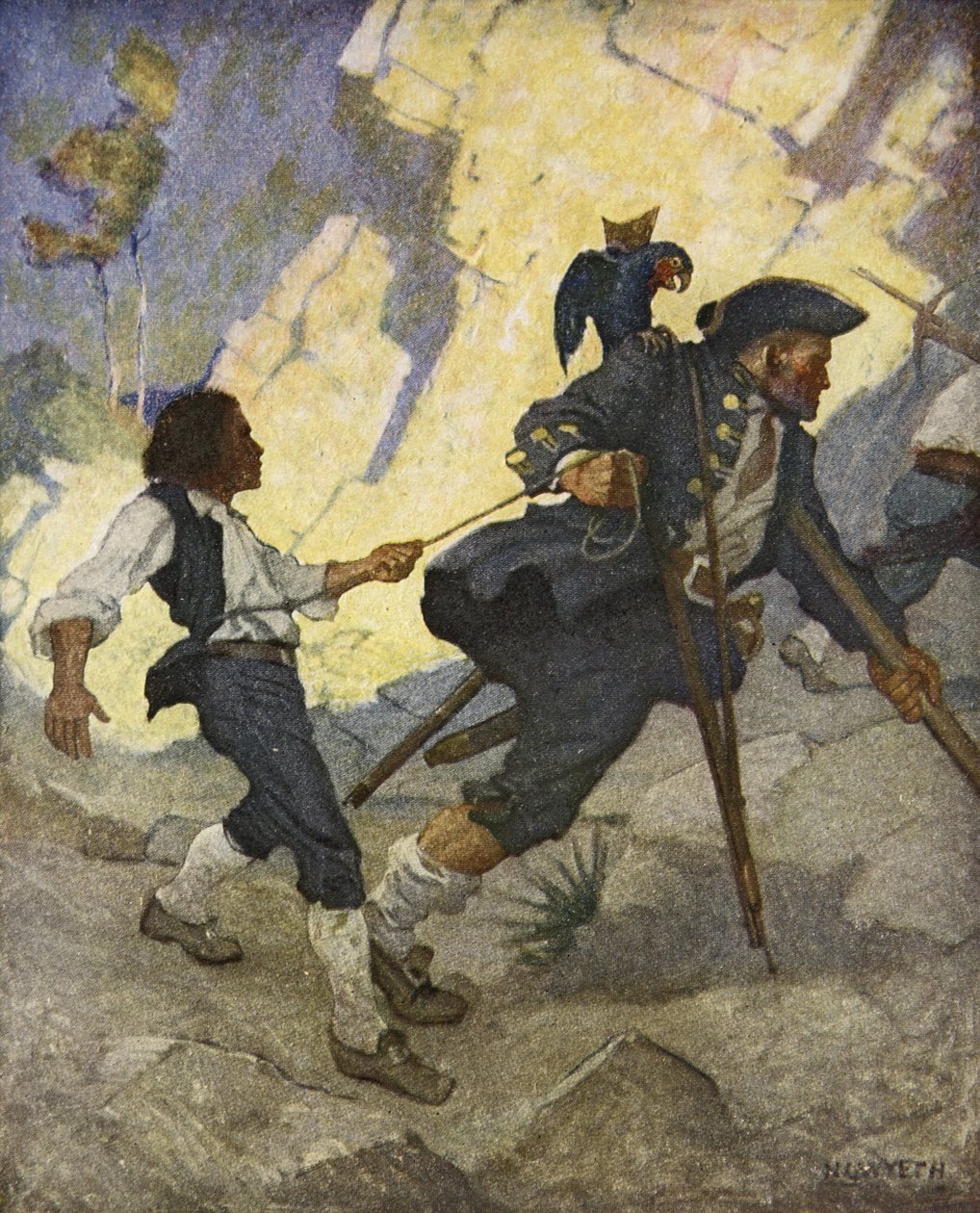 For alt i verden blev jeg ført som en dansende bjørn, en illustration fra "Treasure Island" af Robert Louis Stevenson, udgivet af Charles Scribner