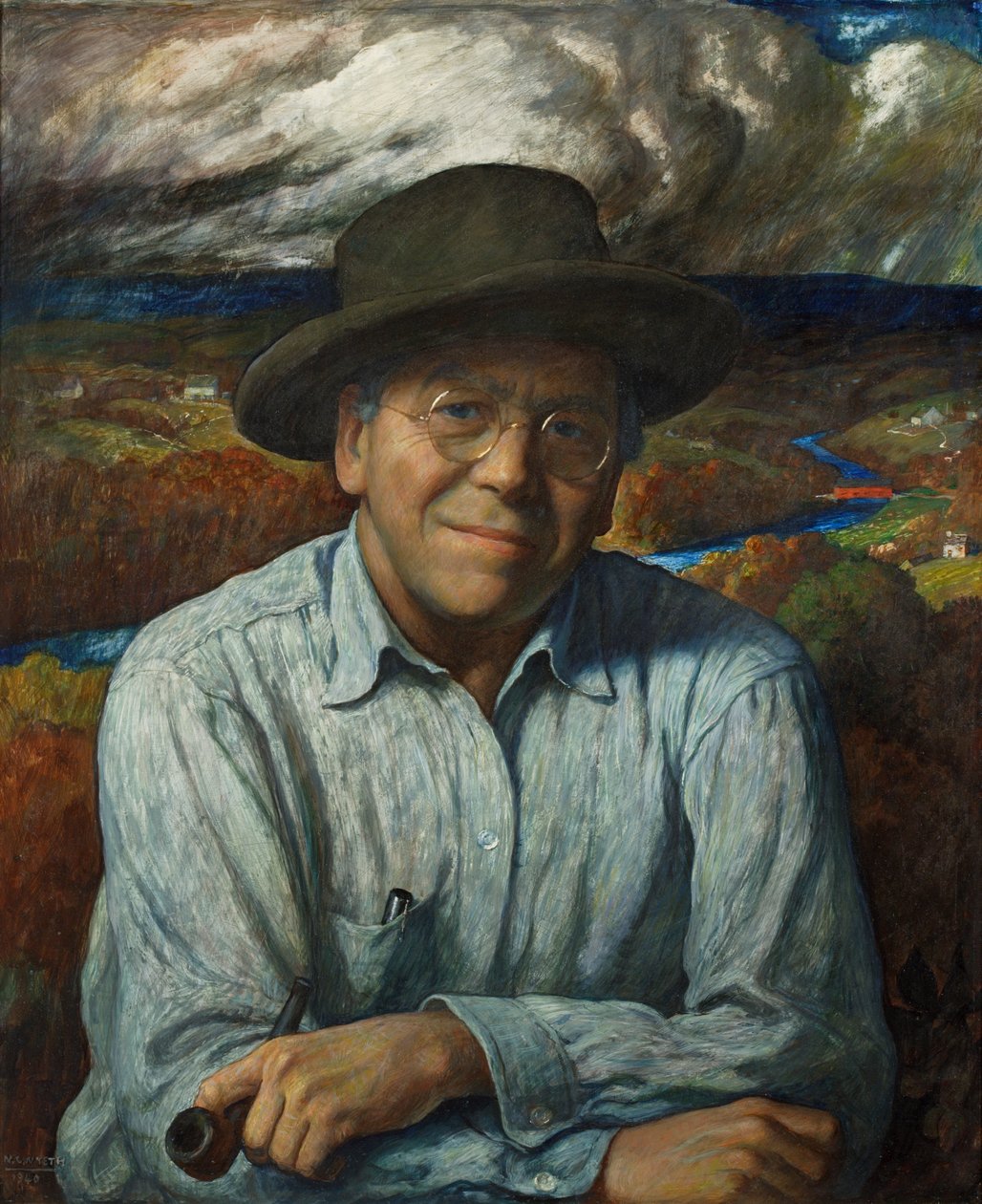 Selvportræt, 1940 (tempera på gessoed panel) af Newell Convers Wyeth