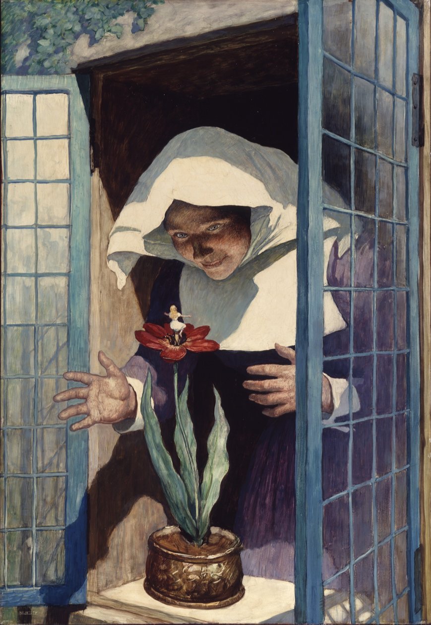 Tommelise, 1940 (olie på renæssancepanel) af Newell Convers Wyeth