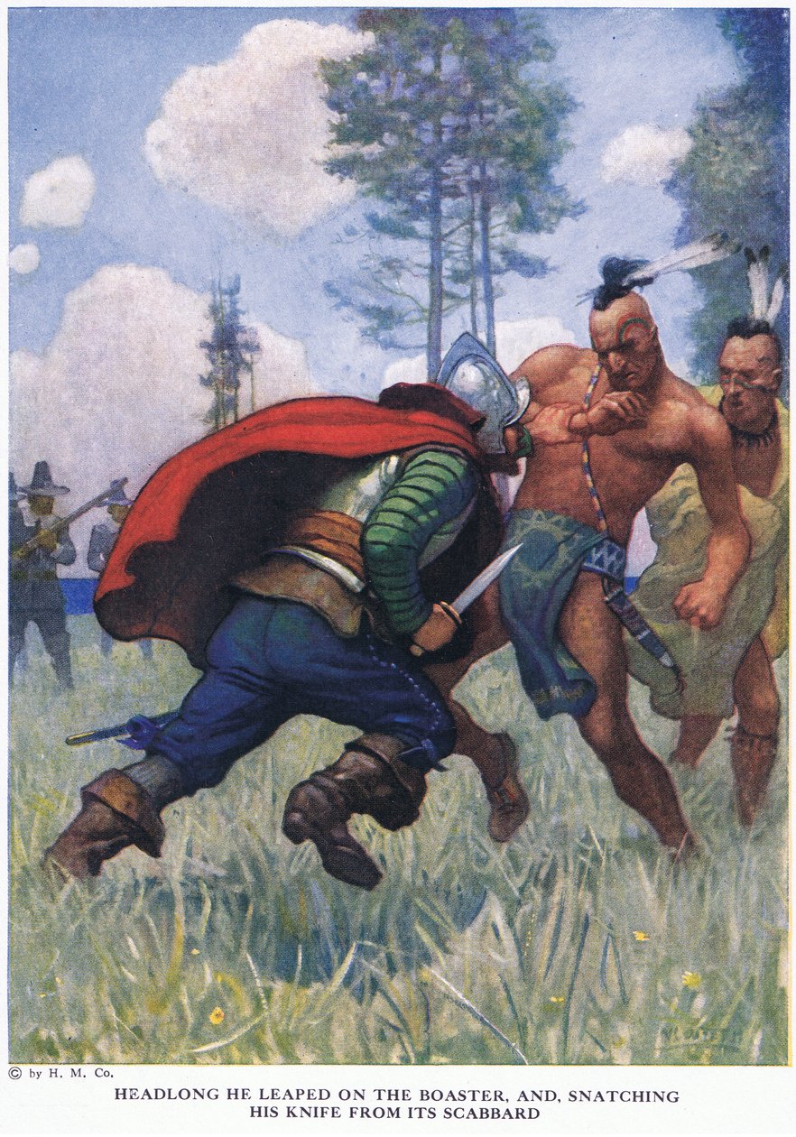 Hovedkulds sprang han på praleren og snuppede sin kniv fra skeden af Newell Convers Wyeth