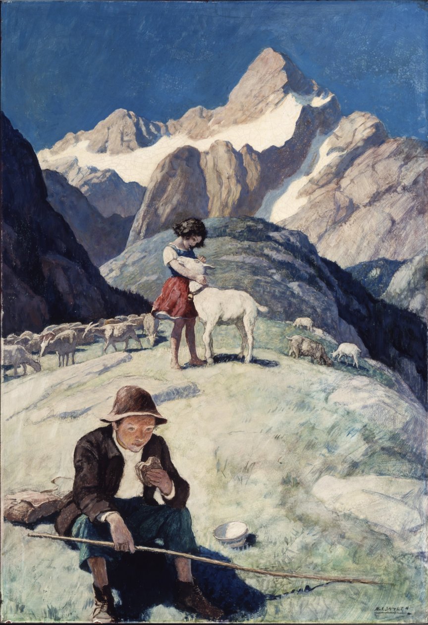 Heidi, 1940 (olie på renæssancepanel) af Newell Convers Wyeth