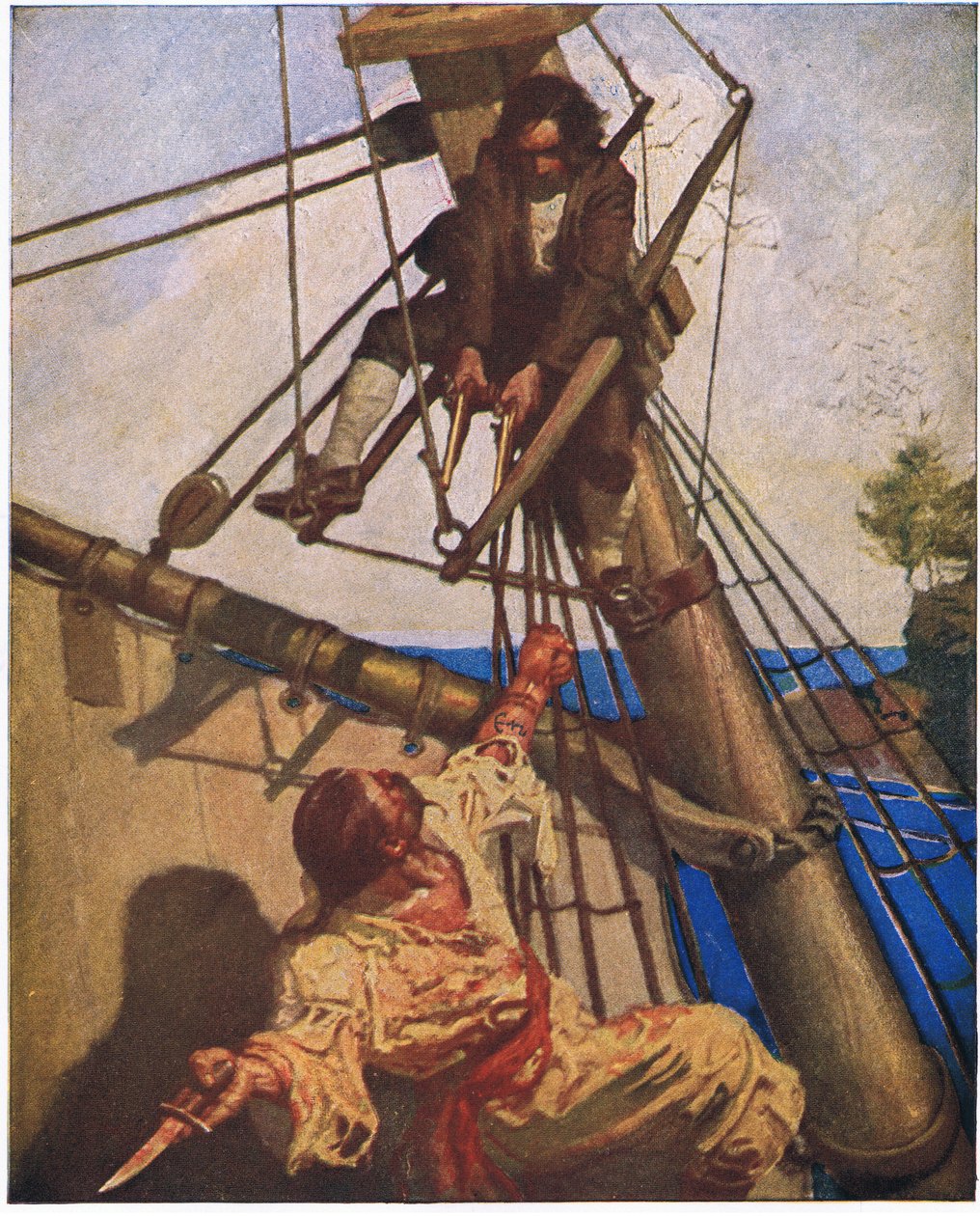 Israel hænder: Et skridt mere, Mr Hands, sagde jeg, og jeg vil blæse dine hjerner ud af Newell Convers Wyeth