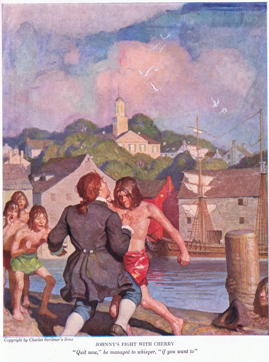 Johnnys kæmper med Cherry! Hold nu op, det lykkedes ham at hviske, hvis du vil. , 1928 af Newell Convers Wyeth