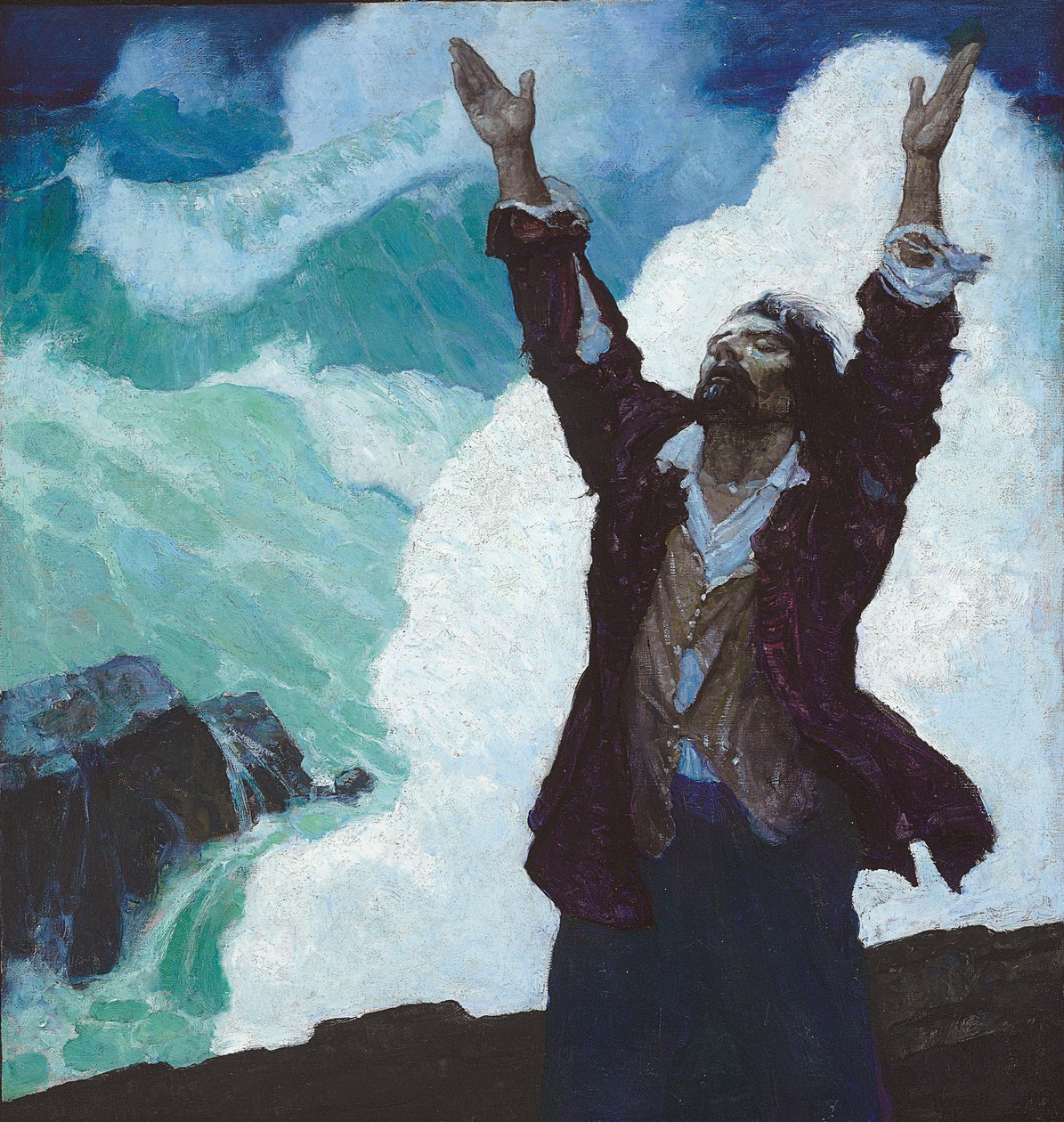 Robinson Crusoe: Forside af Newell Convers Wyeth
