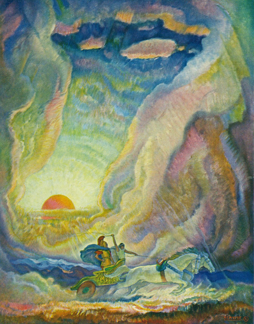 Telemachos i Nestors vogn af Newell Convers Wyeth