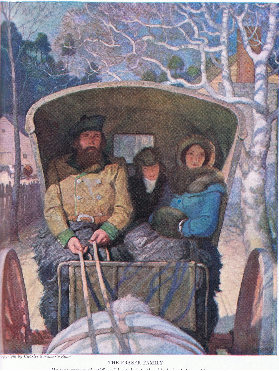 Fraser-familien: Han var proppet stiv og opvarmet ind i den gamle chaiselong mellem sine forældre, 1928 af Newell Convers Wyeth