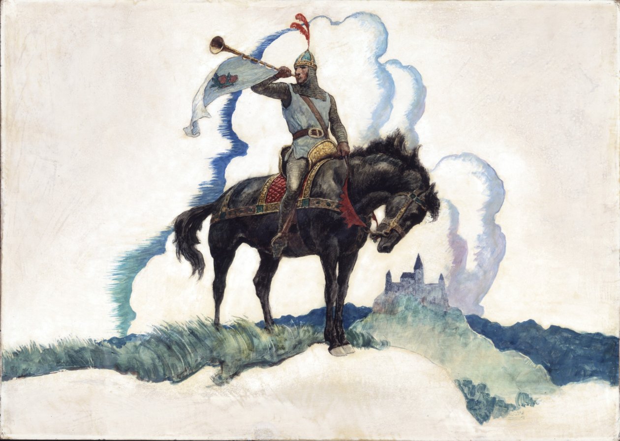 Kongens herold, 1940 (olie på renæssancepanel) af Newell Convers Wyeth