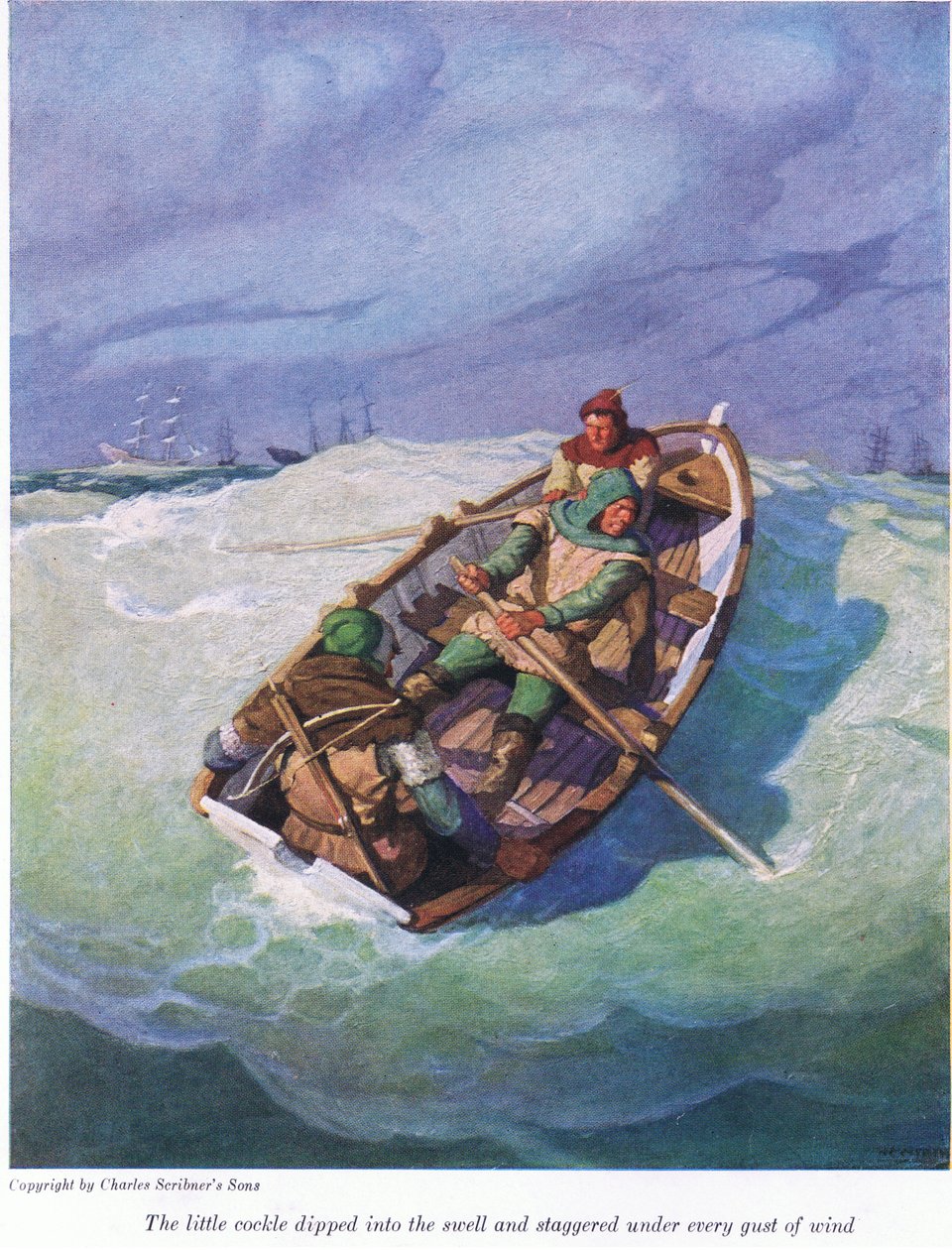 Den lille hjertemusling dykkede ned i dønningen og vaklede under hvert vindstød, 1916 af Newell Convers Wyeth