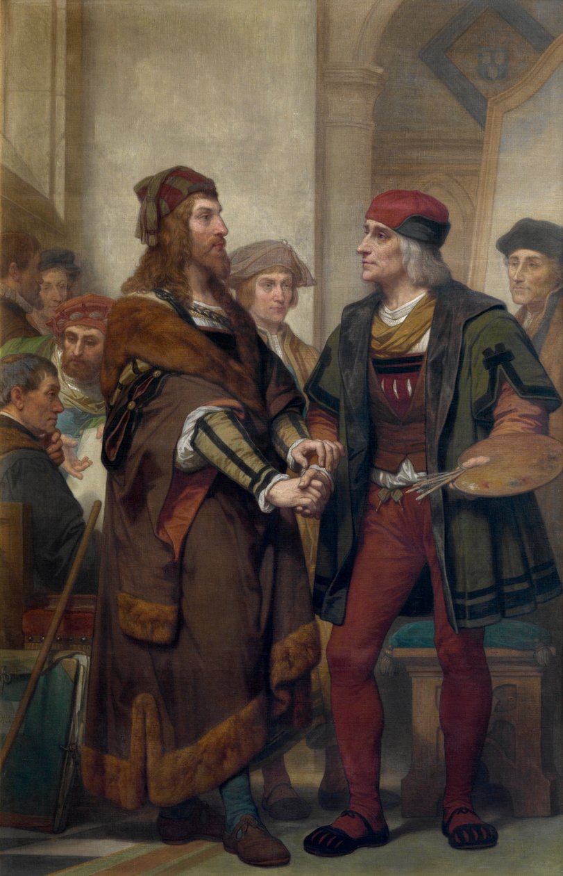 Albrecht Dürer besøger Quinten Massijs (olie på lærred) af Nicaise de Keyser