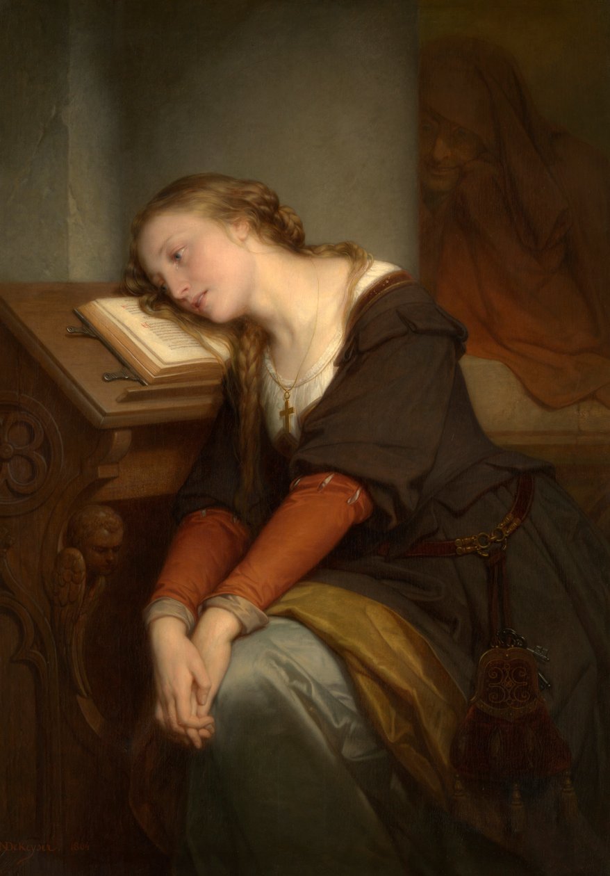Margaret i kirken (olie på lærred) af Nicaise de Keyser
