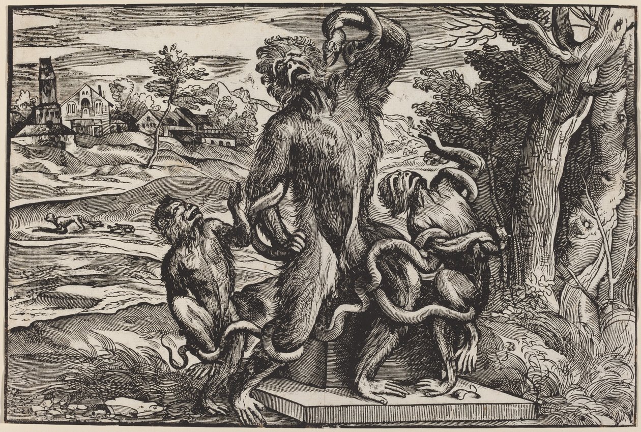Karikatur af Laocoon-gruppen af Niccolò Boldrini after Titian