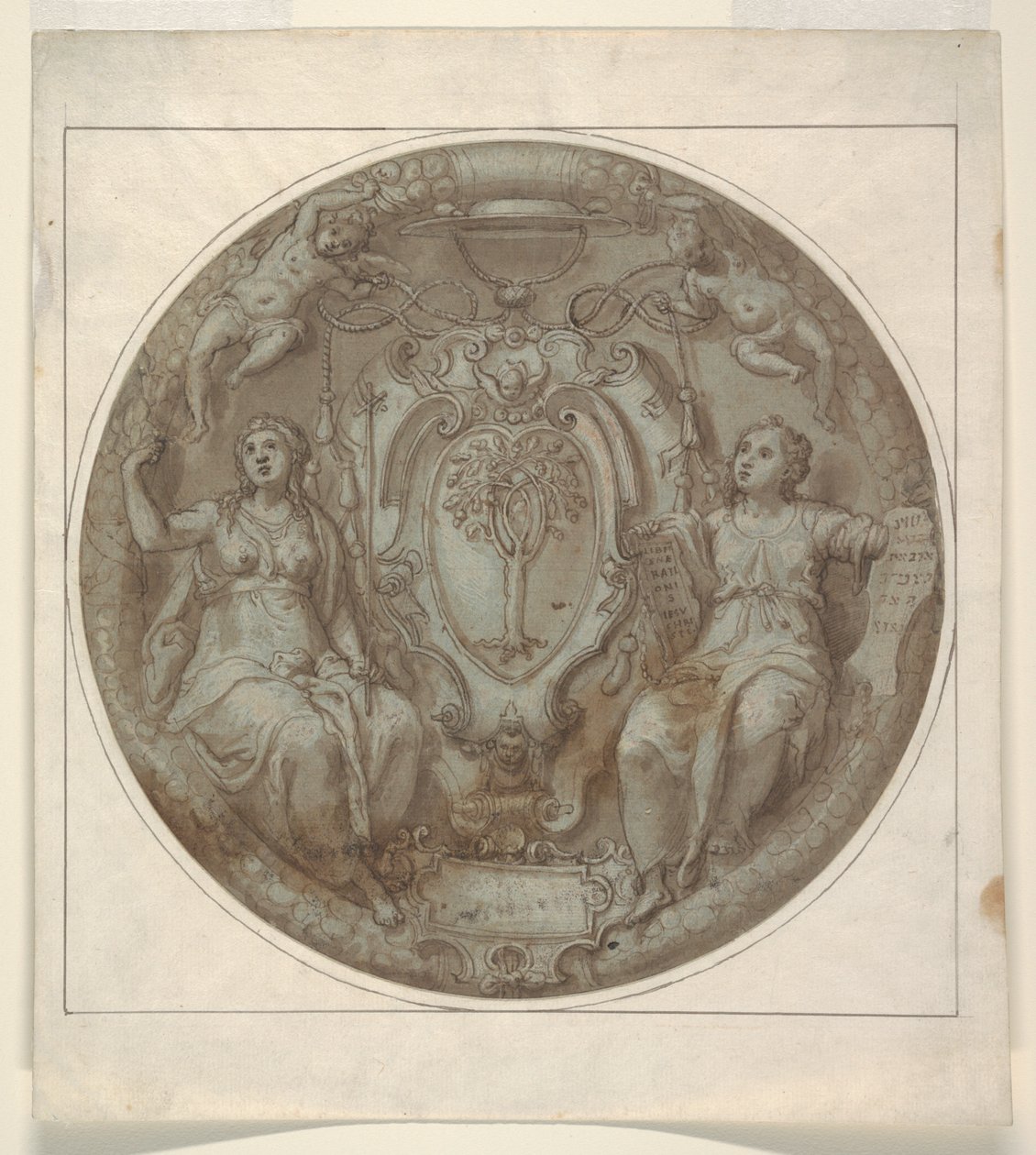 Design til en tondo med arme fra kardinal Giulio della Rovere af Niccolò Martinelli, called il Trometta