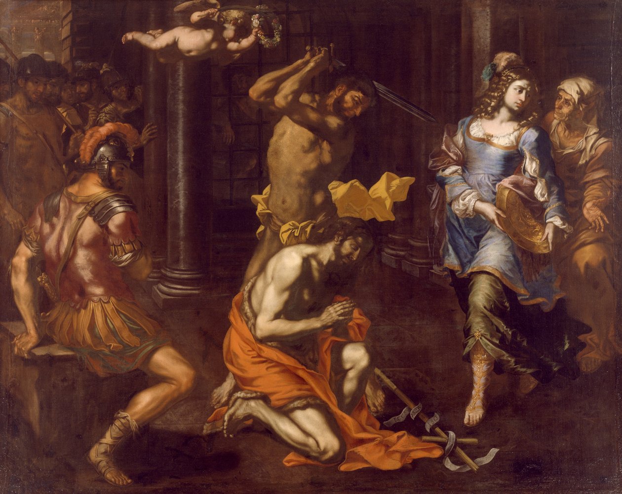 Halshugningen af Saint John Baptist af Niccolo de Simone (aktiv 1636-1655), olie på lærred af Niccolò de Simone