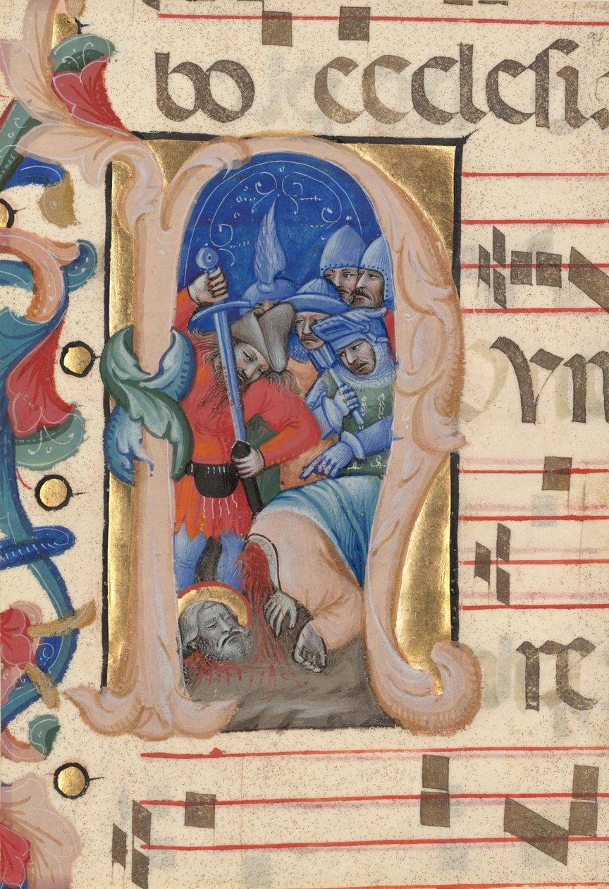 Initial N: Halshugningen af Sankt Paul af Niccolò di Giacomo da Bologna
