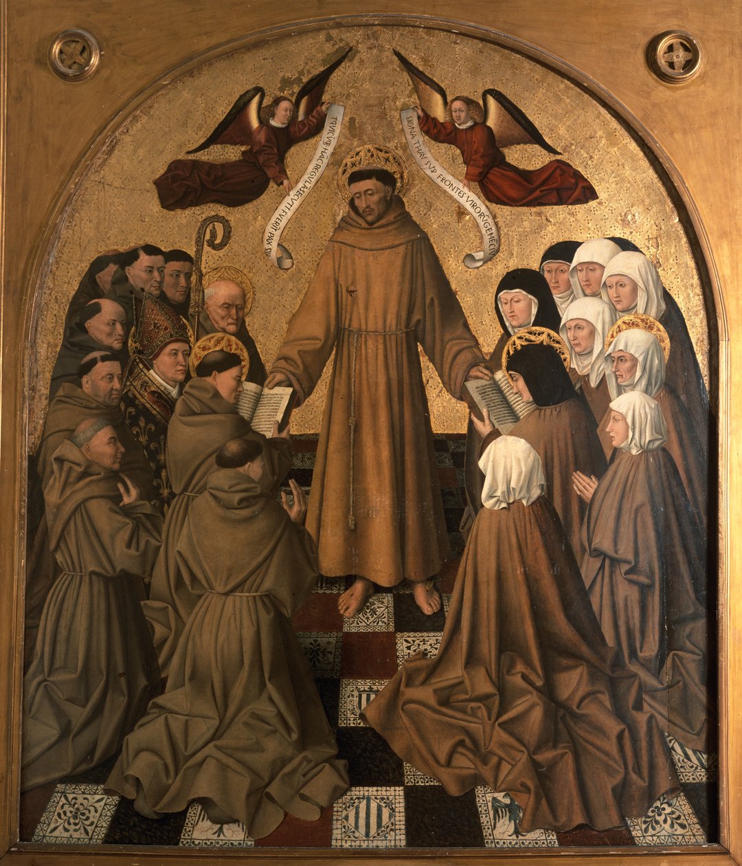 St. Frans giver reglen til sine disciple, panel fra Pala di Rocca (tempera og bladguld på panel) af Niccolo Antonio Colantonio