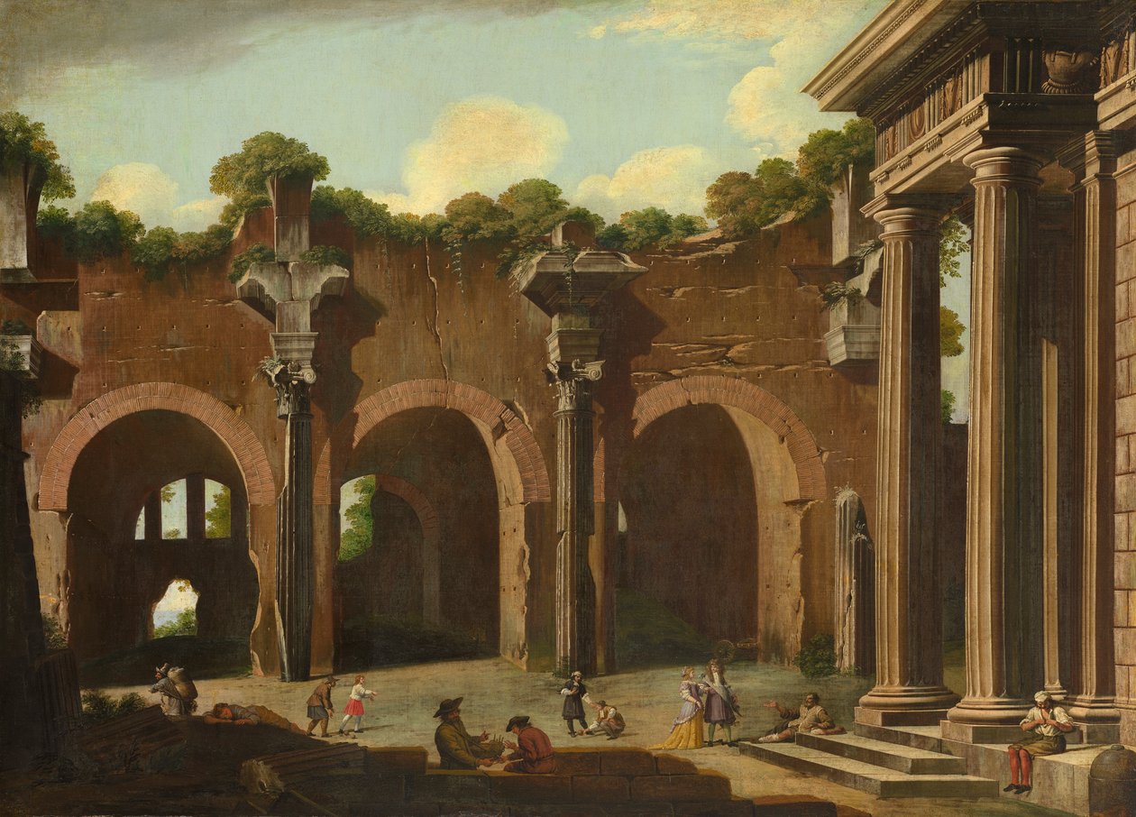 Konstantinbasilikaen med en dorisk søjlegang, 1685-90 af Niccolo Codazzi