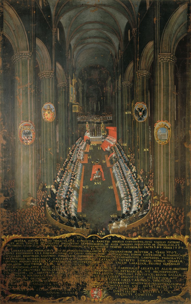 Afsluttende møde for koncilet i Trent i 1563, 1563 af Niccolo Dorigati