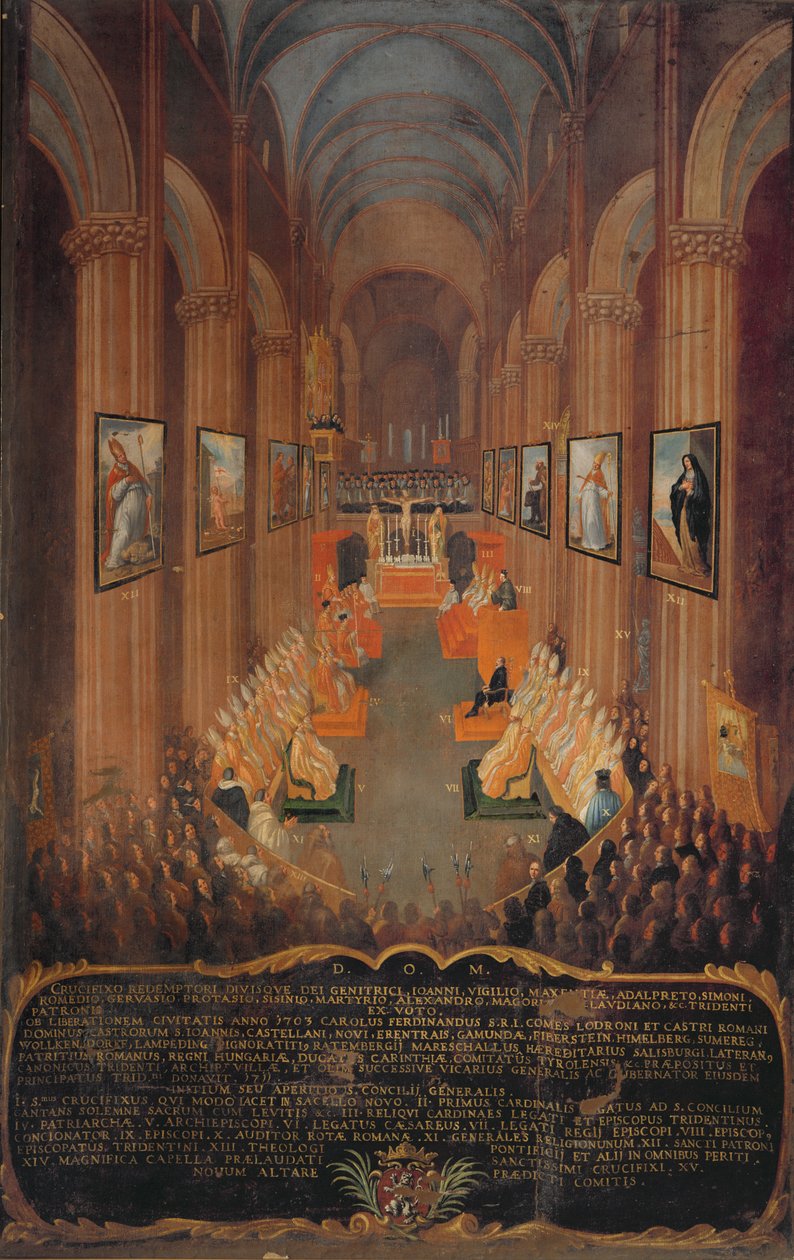 Åbningsmødet for koncilet i Trent i 1545, 1545 af Niccolo Dorigati