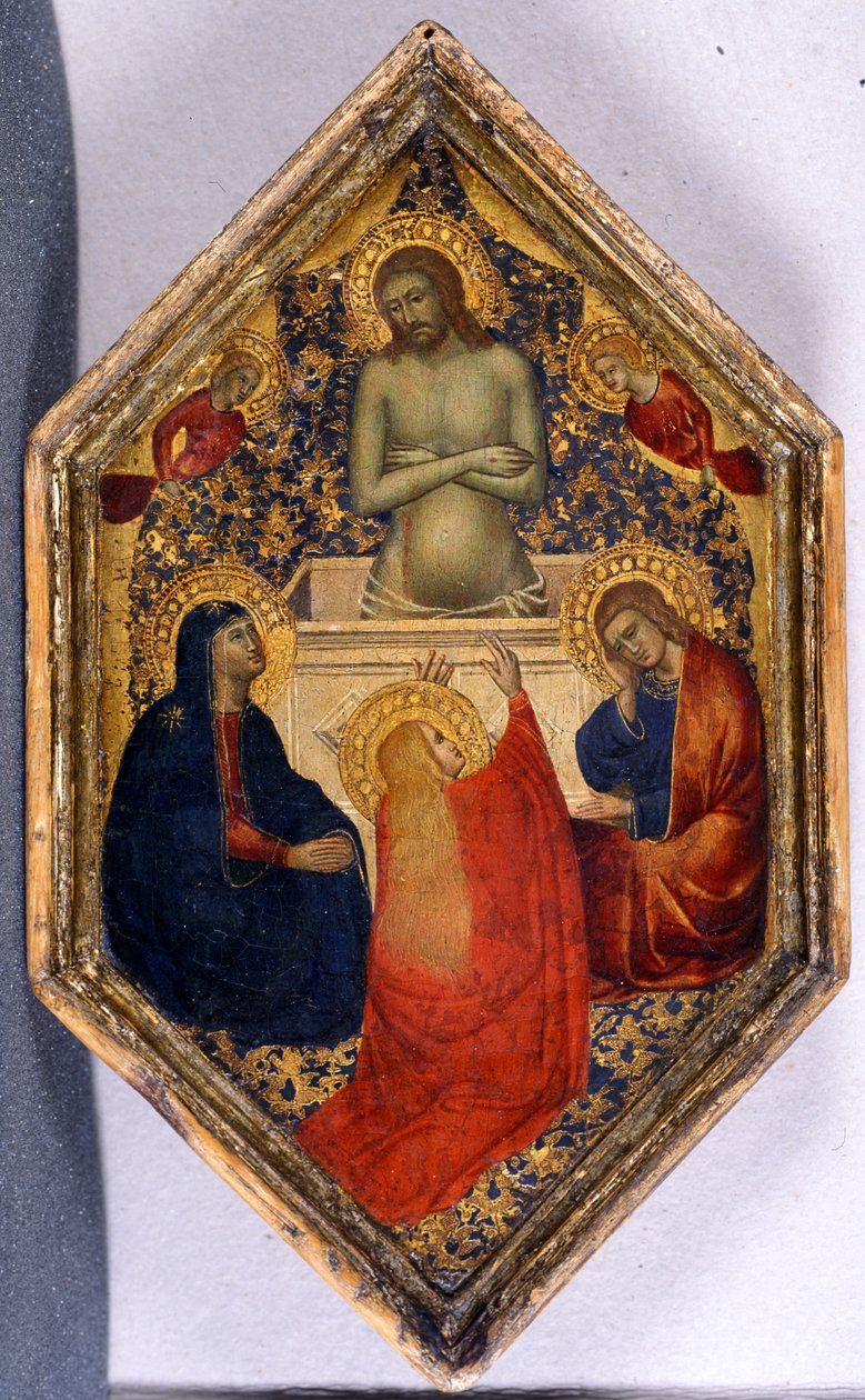 Kristus som sorgens mand med Maria, Johannes og Maria Magdalena (tempera på træ) af Niccolò Pietro di Gerini