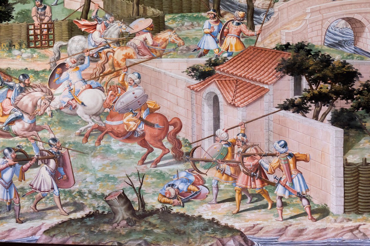 Detalje af freskomaleri i Hall of Battles i slaget ved La Higueruela i 1431 (fresco) af Niccolo (and workshop) Granello