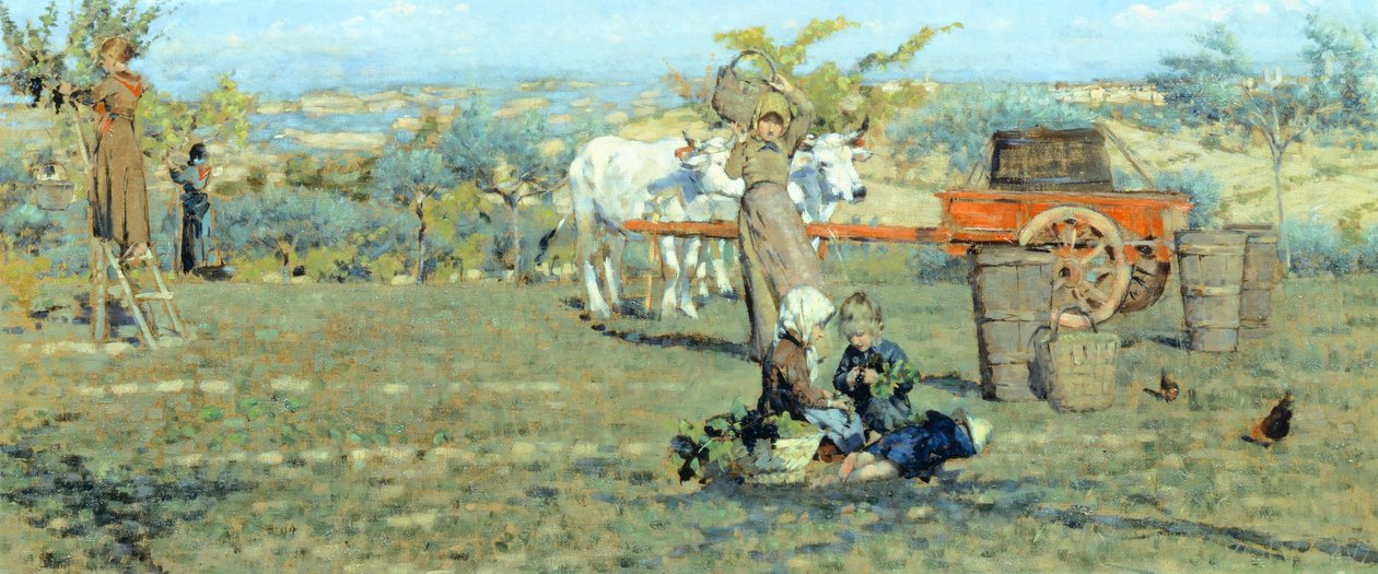 I markerne, ca 1891, af Niccolo Cannicci (1846-1906). Olie på lærred, 41,5x90,5 cm. af Niccolo Cannicci