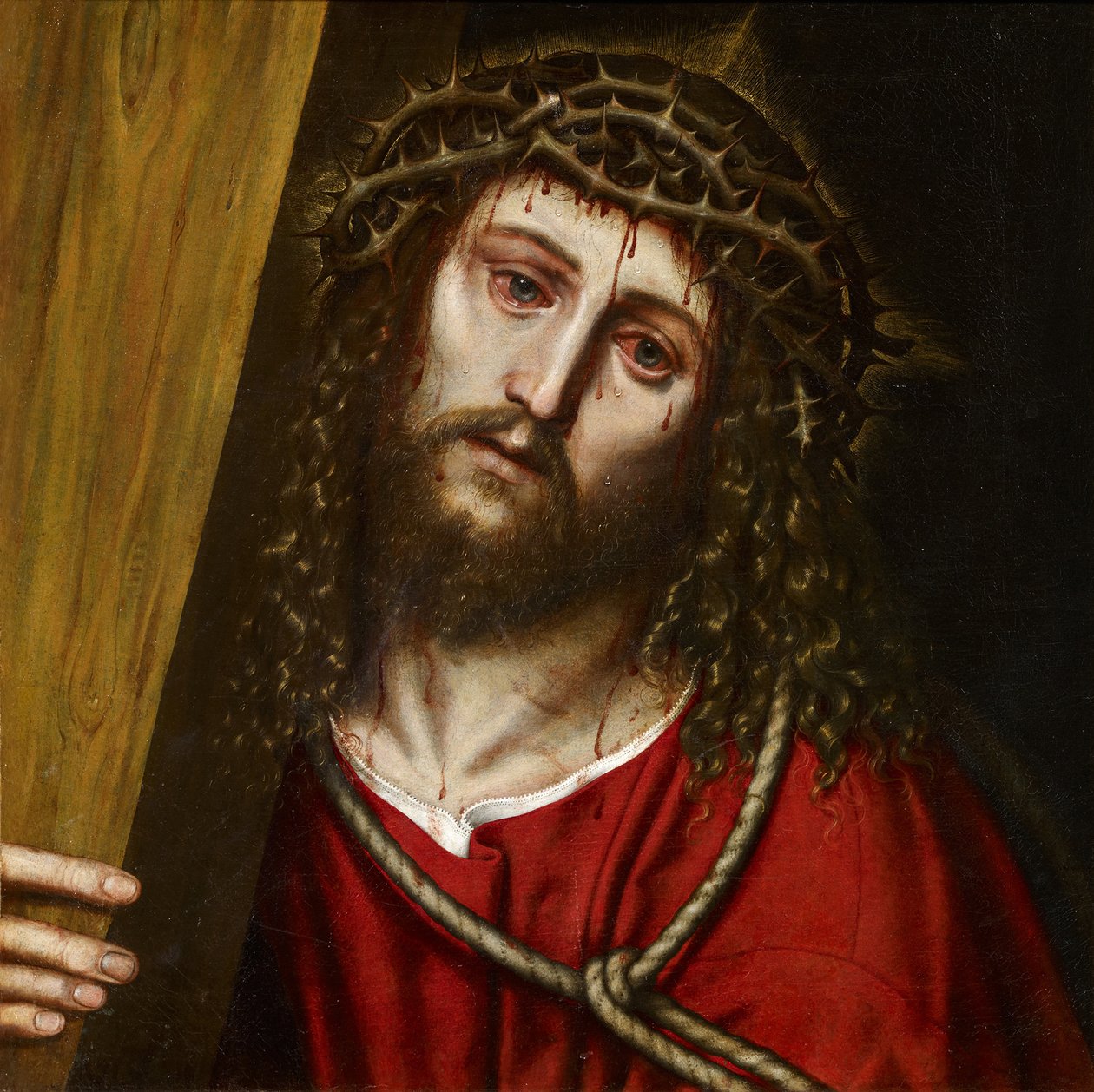 Christ Carrying the Cross - Frangipane, Niccolo (aktiv 1563-1597) - 1574 - Olie på lærred - 40,5x40,5 - Museo Carmen Thyssen, Malaga af Niccolo Frangipane