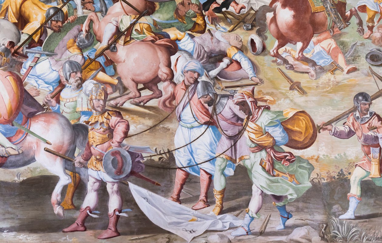 Detalje af fresko i slagets sal om slaget ved La Higueruela i 1431 af Niccolo Granello
