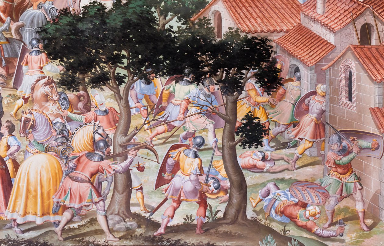 Detalje af fresko i slagets sal om slaget ved La Higueruela i 1431 af Niccolo Granello