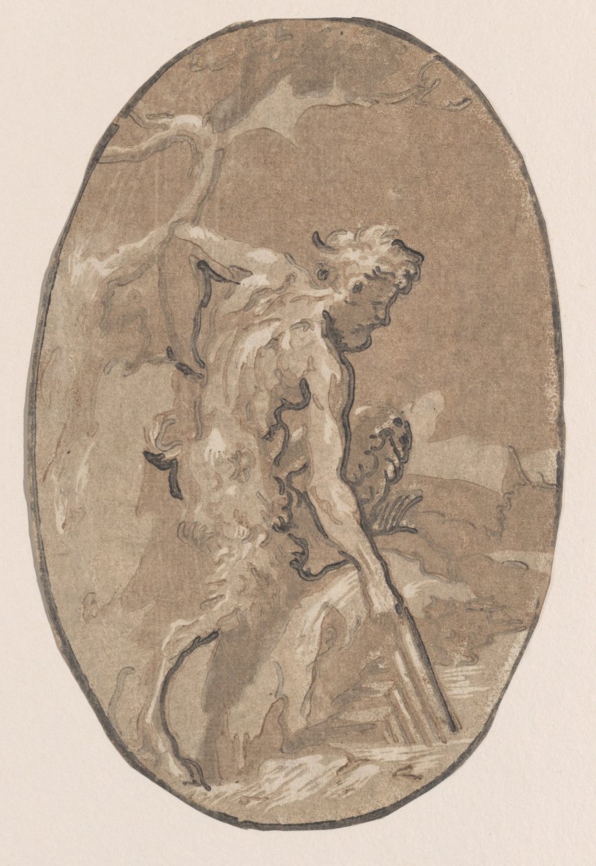 Marsyas tegner Syrinx fra floden, ca. 1540-50., ca. 1540-50. af Niccolo Vicentino