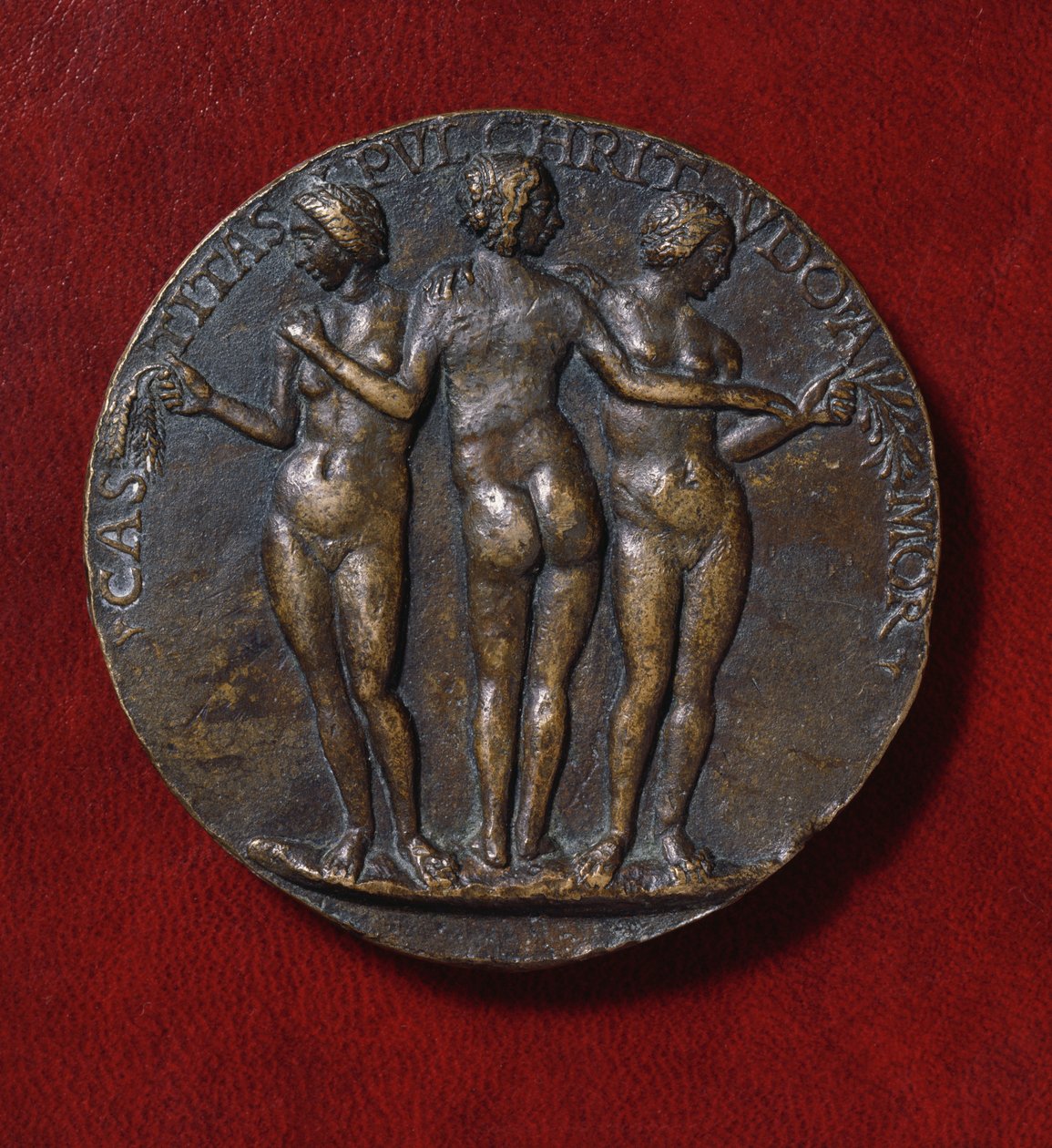 Medalje, der forestiller De tre nåder (bronze) af Niccolo di Giovanni Fiorentino
