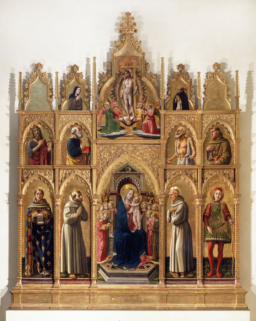 Madonna troner med Child, Angels and Saints (Cagli Polyptych) af Niccolo di Liberatore