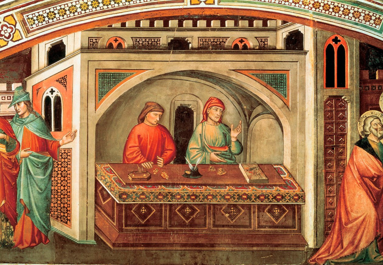 Historien om Sankt Matthæus, detalje af en fresco af Niccolo di Pietro Gerini, ca. 1400 af Niccolo di Pietro Gerini
